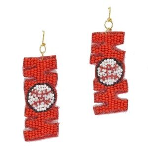 MOM" Baseball Seed Beaded Earring, Gameday, Sports, Mother's Day